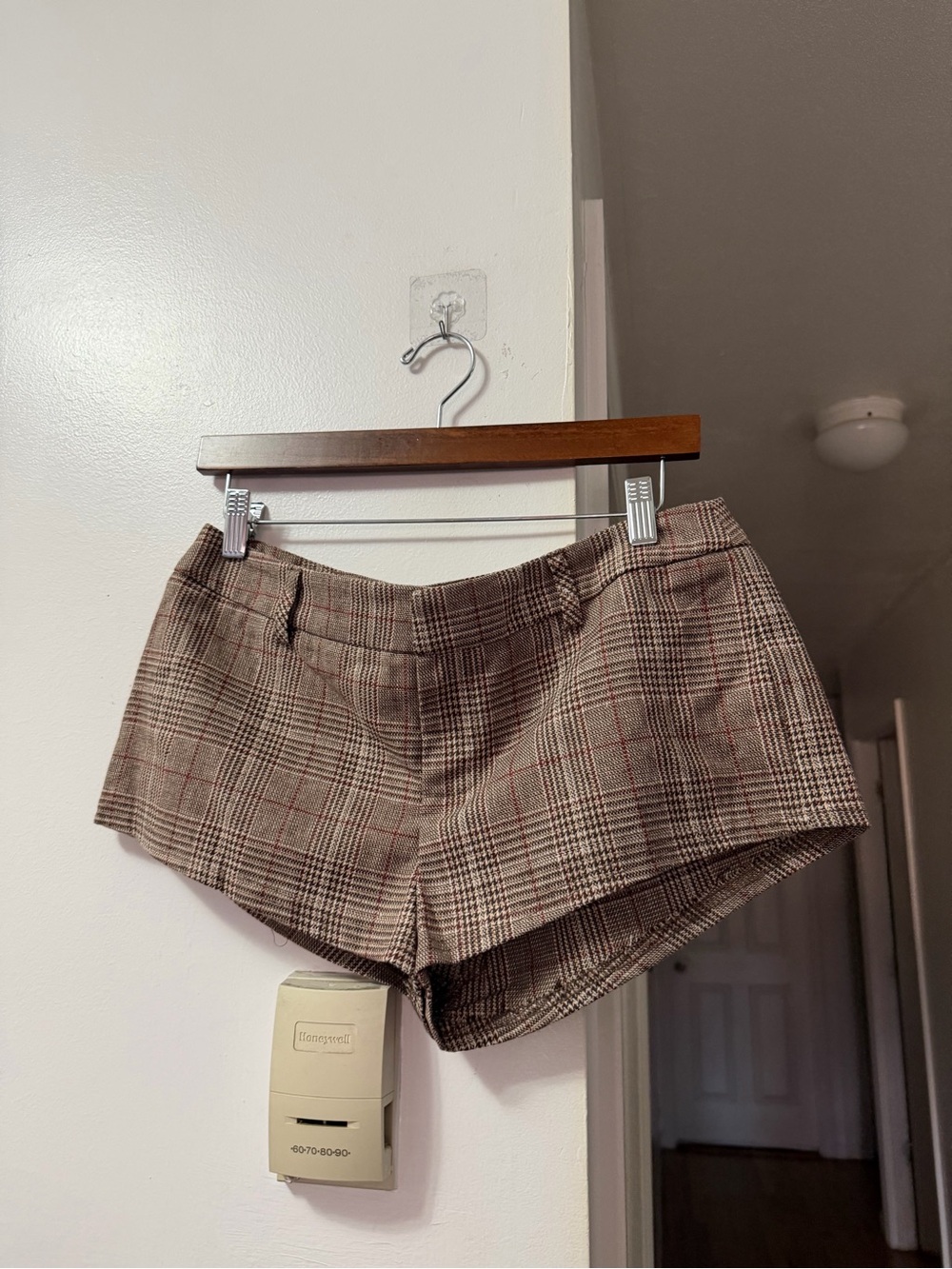 Edikted Brown Plaid High-Waist Skort Shorts